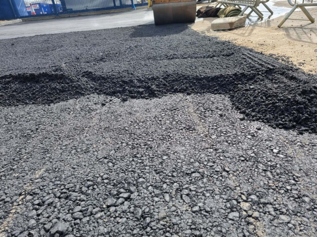 This is tarmac being laid by Tenterden Driveways